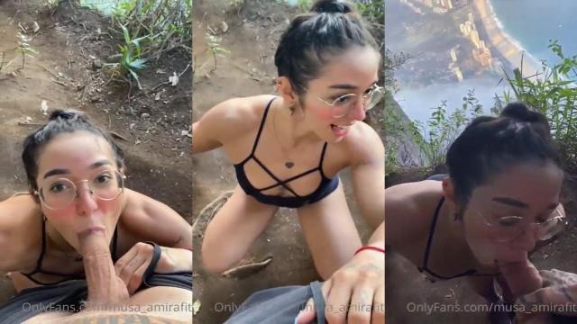 Allxporno Amira Daher chupando polla en las montañas