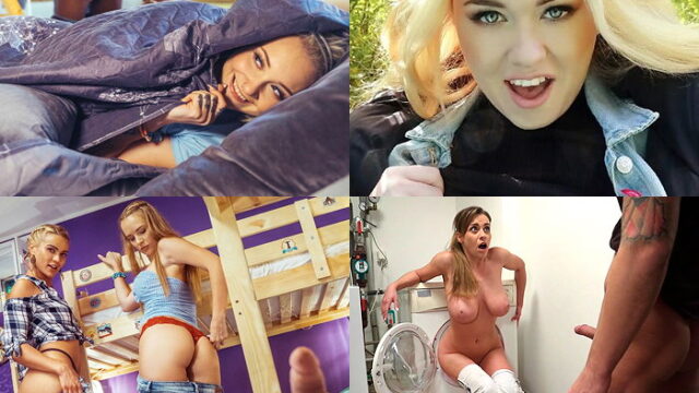 Chica desnuda con tetas increíbles folladas con la cabeza en la lavadora