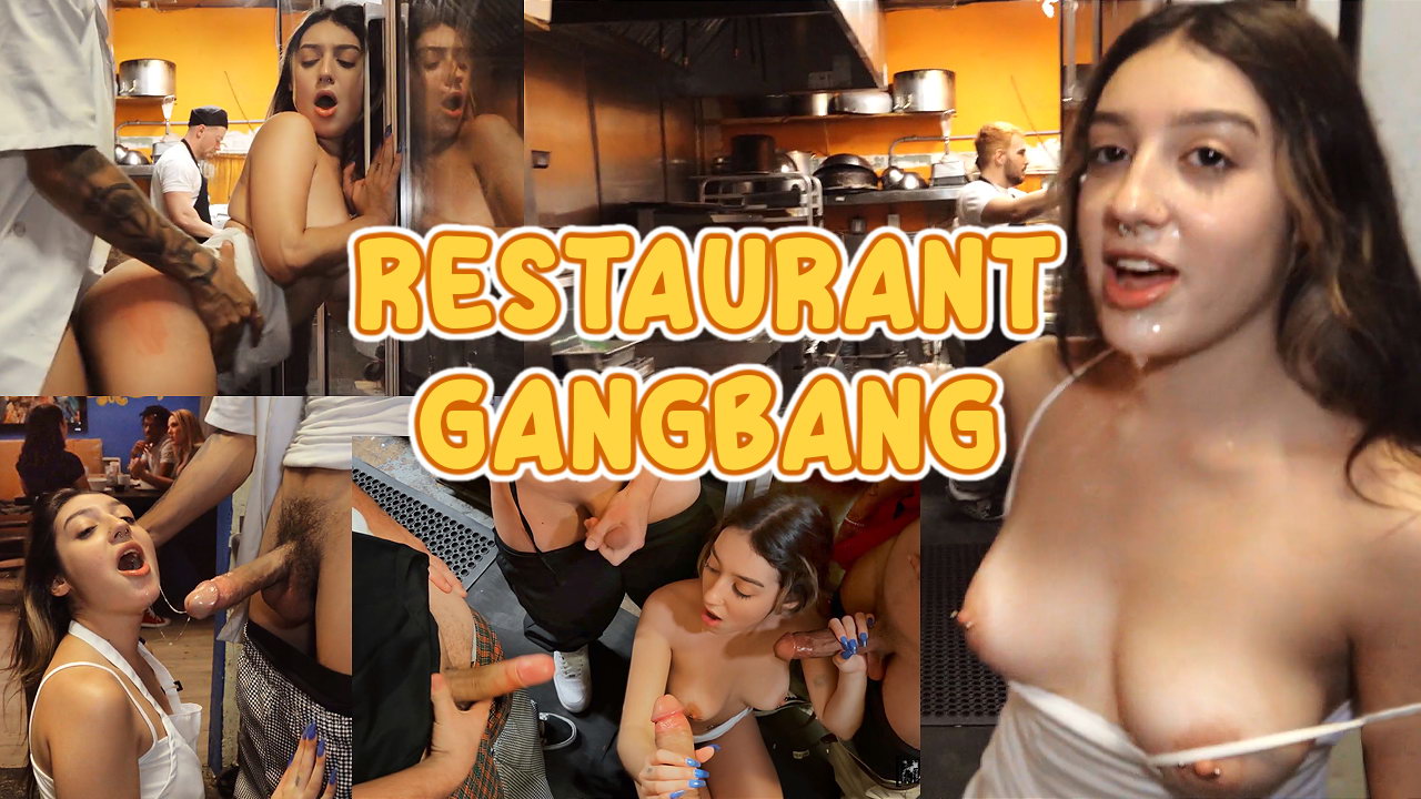 Gangbang en un restaurante es lo único que puede complacer a la camarera de Cranda