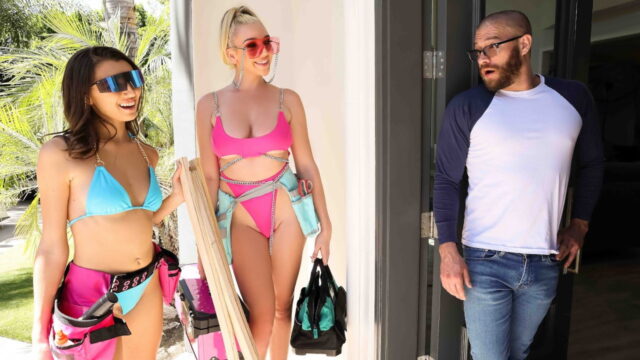 La compañía de remodelación de la vivienda envió a dos niñas en la casa de bikini
