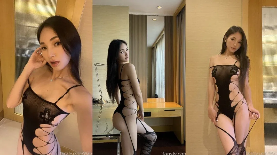 videos de Bodysuit de encaje de Waterlynn sexy lencería en Allporno