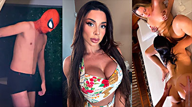 Spider Man es singado rico por Luiza Marcato en trío caliente