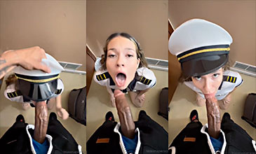 Asistente militar de vuelo Makenapierxoxo mamando un guebo grande
